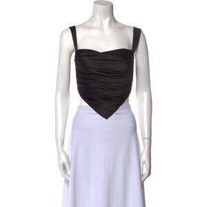 Miaou 'Square' Black Neckline Sleeveless Crop Top Size S